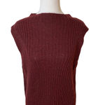 J.O.A. Sweater Dress Maroon Mini Asymmetrical Hem w Slits Wool Blend Womens Medium Photo 5