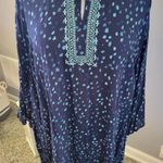 Catherines Plus Size 4X Navy Blue Light Blue Speckle Print Long Sleeve Tunic Top Photo 0