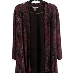 Allison Daley Women's Large 3/4 Sleeve Purple Striped Open Cardigan Photo 1