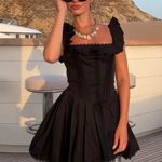 House Of CB Jemima Ruffle Cotton Black Mini Dress L Photo 0