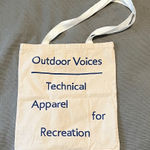 Outdoor Voices Beige Tote with Blue Text Photo 0