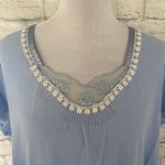 Earth Angels women XL short sleeve scoopneck nightgown w/lace trim blue Photo 2