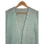 Handmade Mint Green Scalloped Edge Crochet Knit Cropped Cardigan Sweater Small Photo 3
