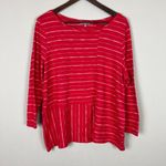 Habitat Top Womens Large Red Stripe Asymmetrical 3/4 Sleeve Clothes To Live In L Photo 0