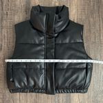 ZARA Faux Leather Cropped Puffer Vest in Black Size XS Photo 8