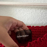 Reformation  Red Jacinta Linen Blend Bodycon‎ Smocked Mini Dress Medium Photo 5