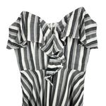 Amanda Uprichard  Mini Dress Black White Stripes Ruffle Strapless Size S Photo 1