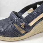Ralph Lauren Lauren  Penelopie Espadrille Wedge Sandals Womens 8 Blue Leather Photo 9