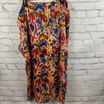 Vince Camuto Printed Midi Skirt Tie Front Wrap Metallic Threads Chili Oil L NWT Photo 3