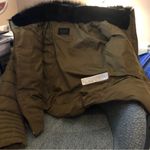 ZARA  Olive Green Puffer Leather Trim Zip Up XS Photo 6