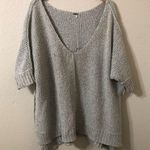 Free People  Oversized Gray V-Neck Chunky Knit Sweater - Size M Photo 0