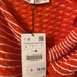 ZARA New NWT  One Shoulder‎ Top in Orange and White Size Large Photo 2