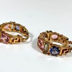 Versace NEW  Greca Goldtone & Crystal Hoop Earrings Photo 5