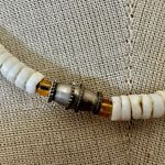 Vintage Natural Shell Heishi Necklace with Brass Accents Photo 3