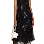 Simone Rocha Black Sheer Sequin Scoop Neck Slip Dress Floral Flower 8 NEW Size 4 Photo 10