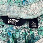 Lands End Top Womens L Island Aqua Blue Floral Smocked Square Neck Feminine Size L Photo 10