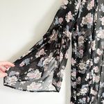 Band of Gypsies Black Floral Sheer Long Duster Bell sleeve Kimono sz Large Photo 9