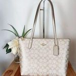 Coach NWT Fiona Zip Tote Bag and Double Zip Wallet In Signature Canvas Photo 1