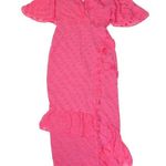NWT SALONI Rose in Watermelon Pink Jacquard Polka Dot Silk Blend Ruffle Dress 0 Photo 2