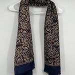 Nordstrom 100% Silk Scarf 23x53 Long Dark Paisley Pheasants Old Money Italy VTG Photo 0