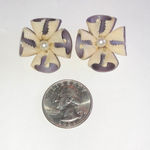 Vintage Shell & Faux Pearl Clip On Earrings Purple Photo 1