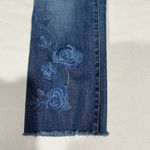 J Brand Woman’s Size 26 Cutoff Flower Aplique Straight Leg Low Rise Blue Jeans Photo 4
