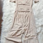 Sage The Label Off The Shoulder Pinstripe Jumpsuit Photo 3