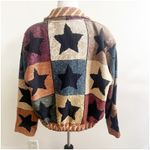 Painted Pony Tapestry Jacket Sz Large/XL Patchwork Stars Button Front Western Blue Photo 2
