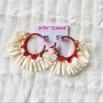 Betsey Johnson Stay Wild Raffia Red Hoop Earrings Photo 0