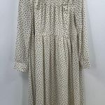 Madewell Smocked Ruffle-Shoulder Midi Dress in Inkbrush Dots Size Medium Photo 0