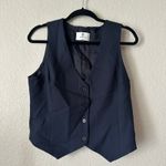 Babaton  Aritzia Deniro Button Up Crepe Vest Navy Size 8 Photo 3