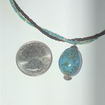 Boho Teal & Brown Seed Bead Beaded Pendant Necklace Photo 3