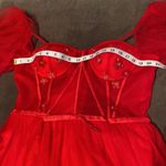 Women’s Red Prom Party Formal Dress With Corset Back and Leg Slit Size 16 NWOT Red Photo 11