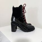 Nine West Phaedra Lace Up Black Leather Sherpa Top Boots 7.5M Photo 5