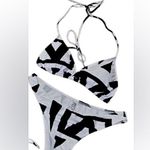 Geometric Black and White Bikini Set with Cover Photo 2