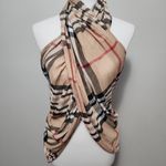 V. Fraas beige tartan plaid large oblong scarf Photo 2