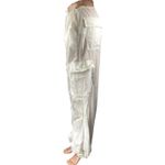 White Fox Boutique White Fox White High Waisted Drawstring Windbreaker Cargo Jogger Pants Size XS Photo 1