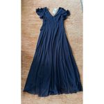 Ever Pretty NWT Ever-Pretty Women's Dress Double V Neck A Line Ruffle Hem Backless Blue L Photo 10