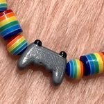 Handmade Grey Video Game Controller Colorful Rainbow Pride Beaded Bracelet Photo 3