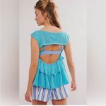 Free People  Juliette Ruffle Top in Blue Size L Photo 1