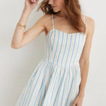 Aerie  Love Of Linen Blend Mini Dress White And Blue Stripe Size M. NEW Photo 0