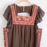 Free People  Day Glow Dress Bitter Oli Brown Small Photo 4