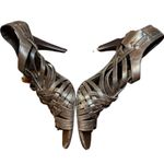 Tory Burch Shoes Womens Size 7.5M Brown Leather Woven High Heel Sandals Strappy Photo 4