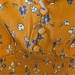 Elodie  Womens Crop Top Orange Rust Floral Long Sleeve faux Button Front SZ L Photo 4