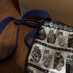 Laurel Burch Wild Cats Black White Navy Foiled Crossbody Bag Adjustable Photo 4