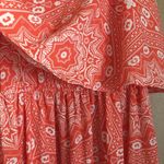 Maison Jules  Coral Orange White Maxi Dress Summer Vacation Resortwear Cruise Photo 3