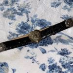 Brighton Vintage Leather Crocodile Embossed Silvertone Heart Buckle Sz M EUC Photo 1