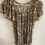 Old Navy  size small tan and‎ white floral short sleeve blouse​ Photo 0