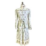 VTG Floral Dress Cottagecore Prairie Romantic Green Mini Print Victorian 70s Photo 4