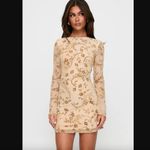 Princess Polly Folklore Cream Floral Long Sleeve Mini Dress 12 NWT Photo 1